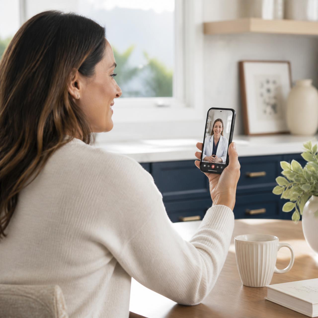 A patient completing an online telehealth visit with a licensed provider